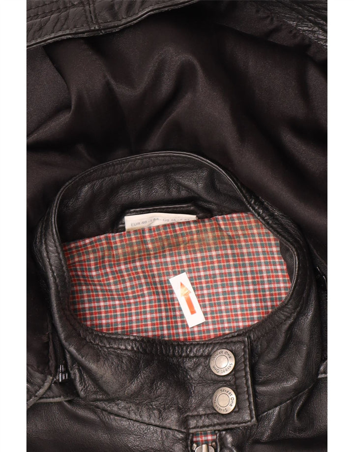 Street One Veste en cuir à capuche pour femme UK 14 Cuir noir moyen