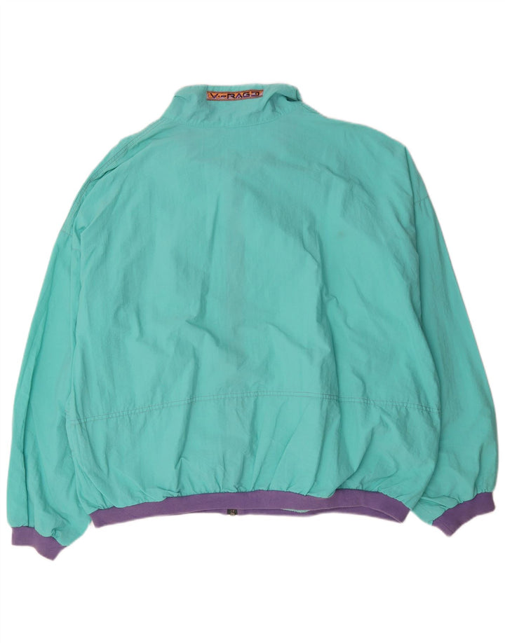 vintage Mens Survêtement Top Veste XL Bleu Géométrique Polyamide