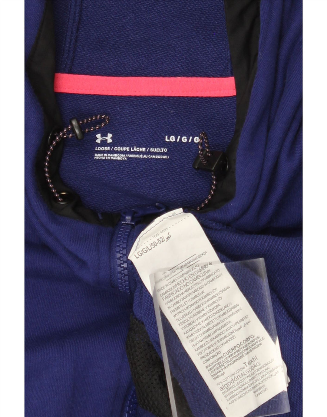 UNDER ARMOUR Pull à capuche zippé pour homme en coton color block violet grand