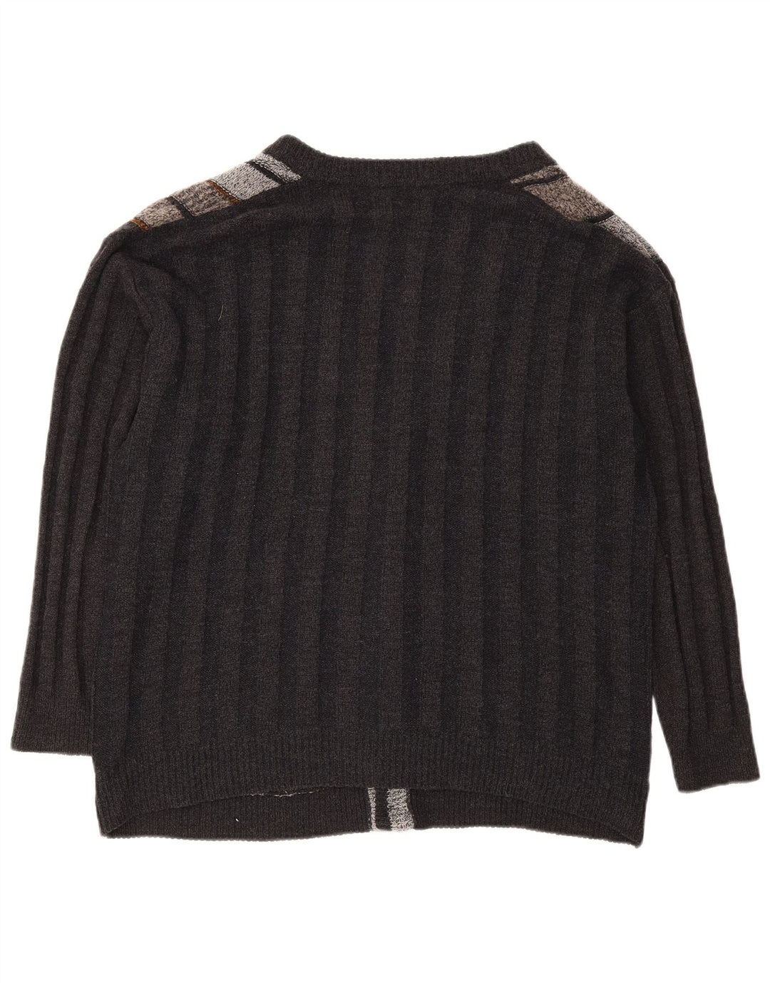 TARDINI Mens Cardigan Sweater Large Grey Striped