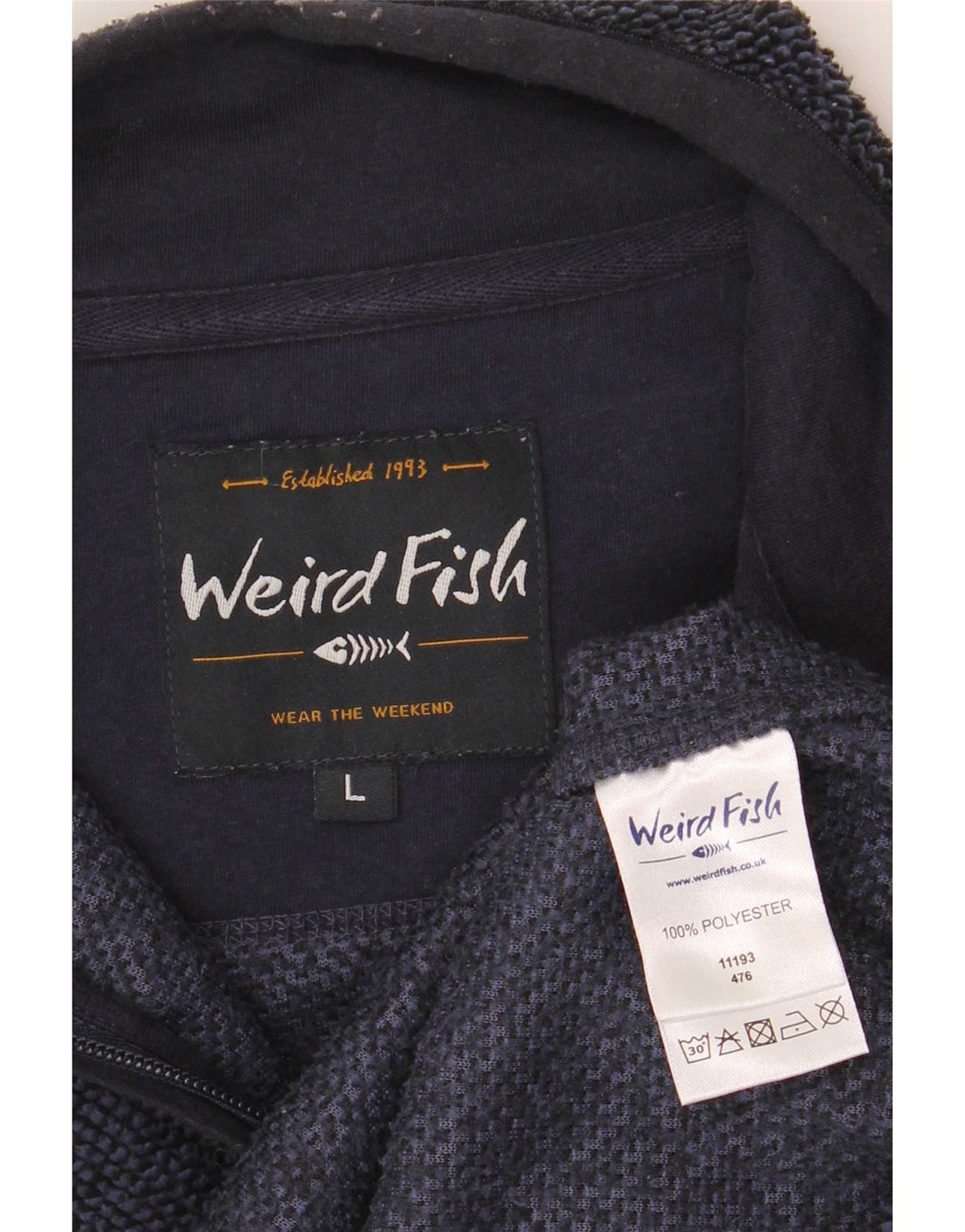 Weird Fish Pull à col zippé pour homme en polyester bleu marine