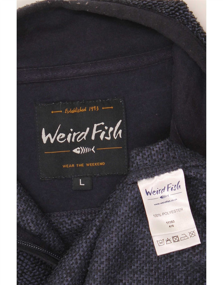Weird Fish Pull à col zippé pour homme en polyester bleu marine