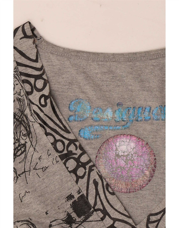 Desigual Robe trapèze graphique pour femme UK 12 Gris moyen