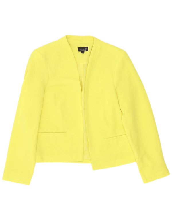 Topshop Veste Blazer Ouverte Femme UK 10 Petit Jaune Polyester