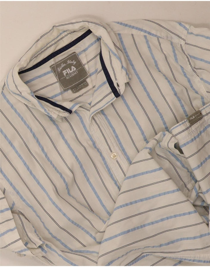 Fila Chemise à manches courtes pour hommes Large White Pinstripe