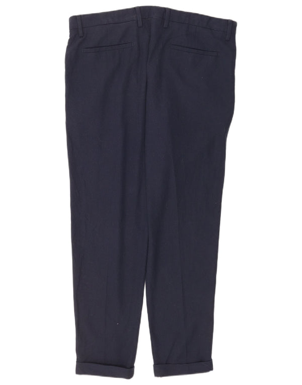 Zara Pantalon de costume slim pour homme EU 44 Large W34 L30 Bleu marine Polyester