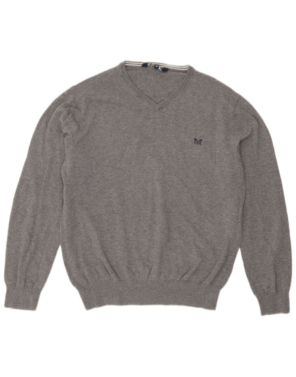 Crew Clothing Pull col V pour femme UK 14 Gris moyen Coton