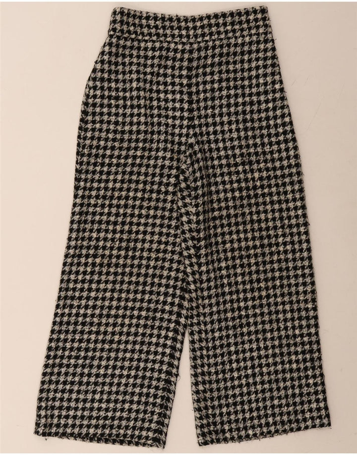 Zara Pantalon décontracté à jambe large pour femme Medium W28 L26 Gris pied-de-poule