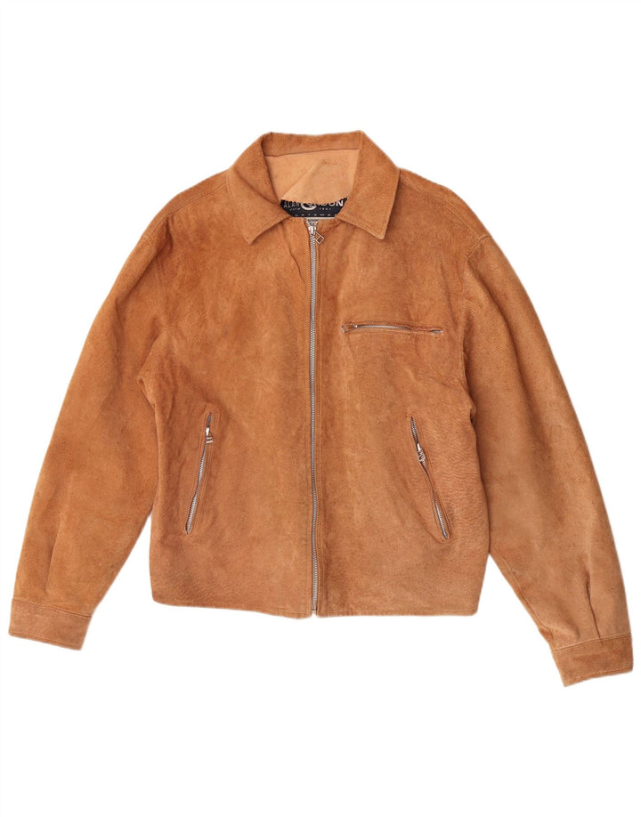 Alan Gordon Veste bomber en daim pour femme UK 14 Grand cuir beige