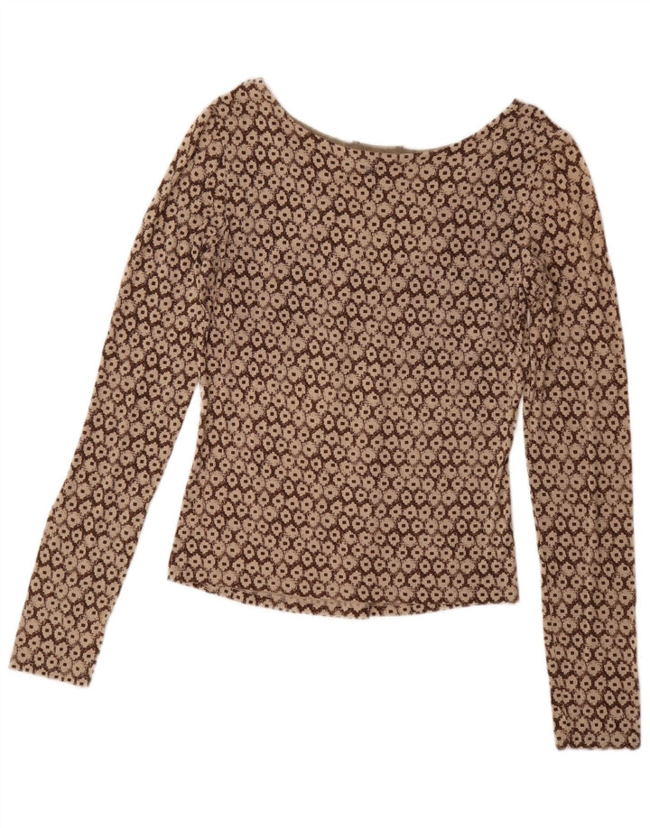 Max Mara Haut week-end à manches longues pour femme UK 14 Grand Marron Géométrique