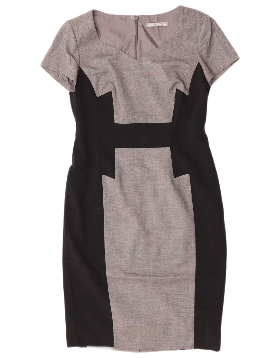 Marks & Spencer Robe fourreau pour femme UK 10 Petit Gris Colorblock Polyester