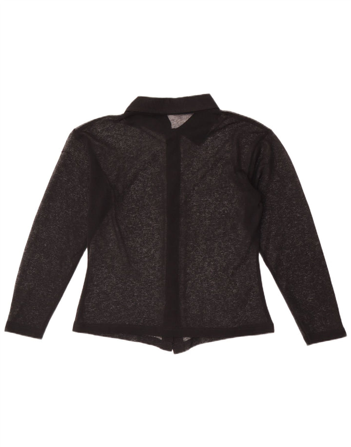 vintage Femmes Voir À Travers Chemise Blouse UK 12 Moyen Noir