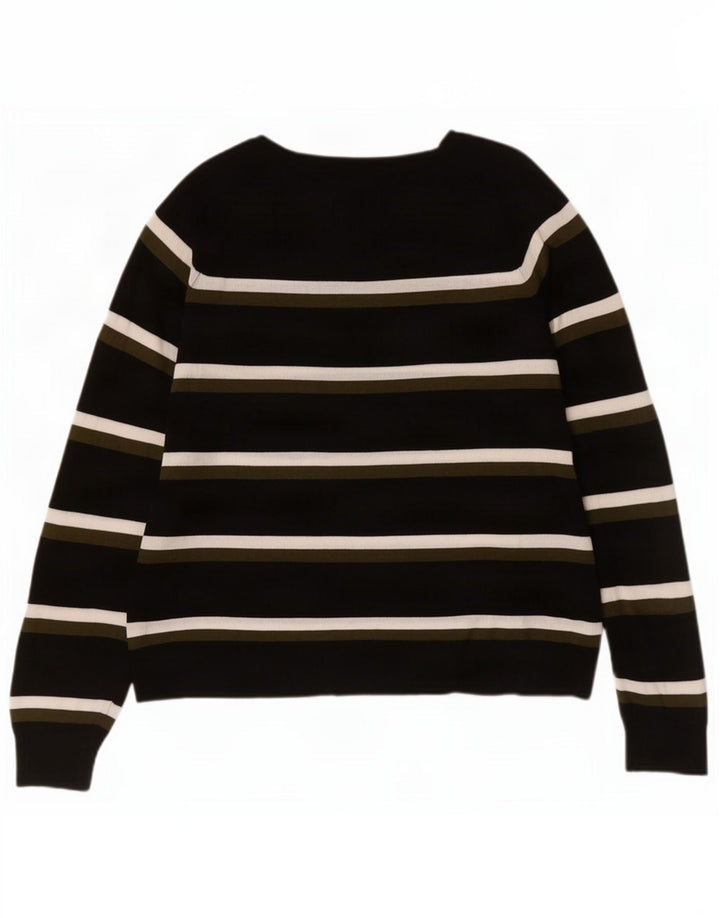 Zara Pull col bateau pour femme UK 14 Medium Noir Rayé