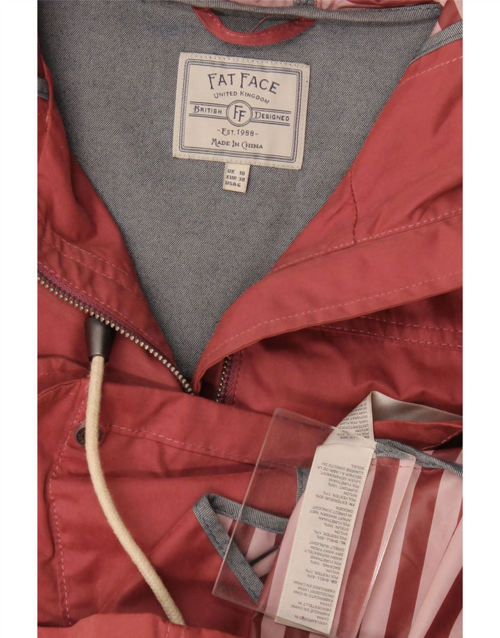Fat Face Veste Parka surdimensionnée à capuche pour femme UK 10 Petit Rouge Polyester