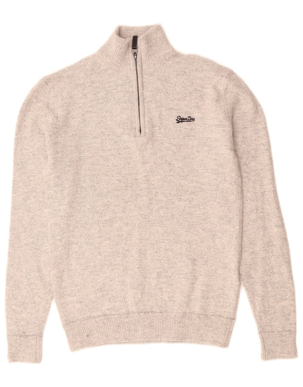 Superdry Pull à col zippé pour homme Petit gris Coton