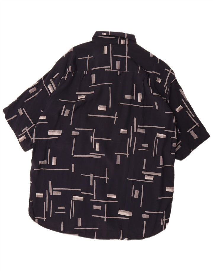 Fitzroy Chemise à manches courtes pour homme Grand bleu marine géométrique