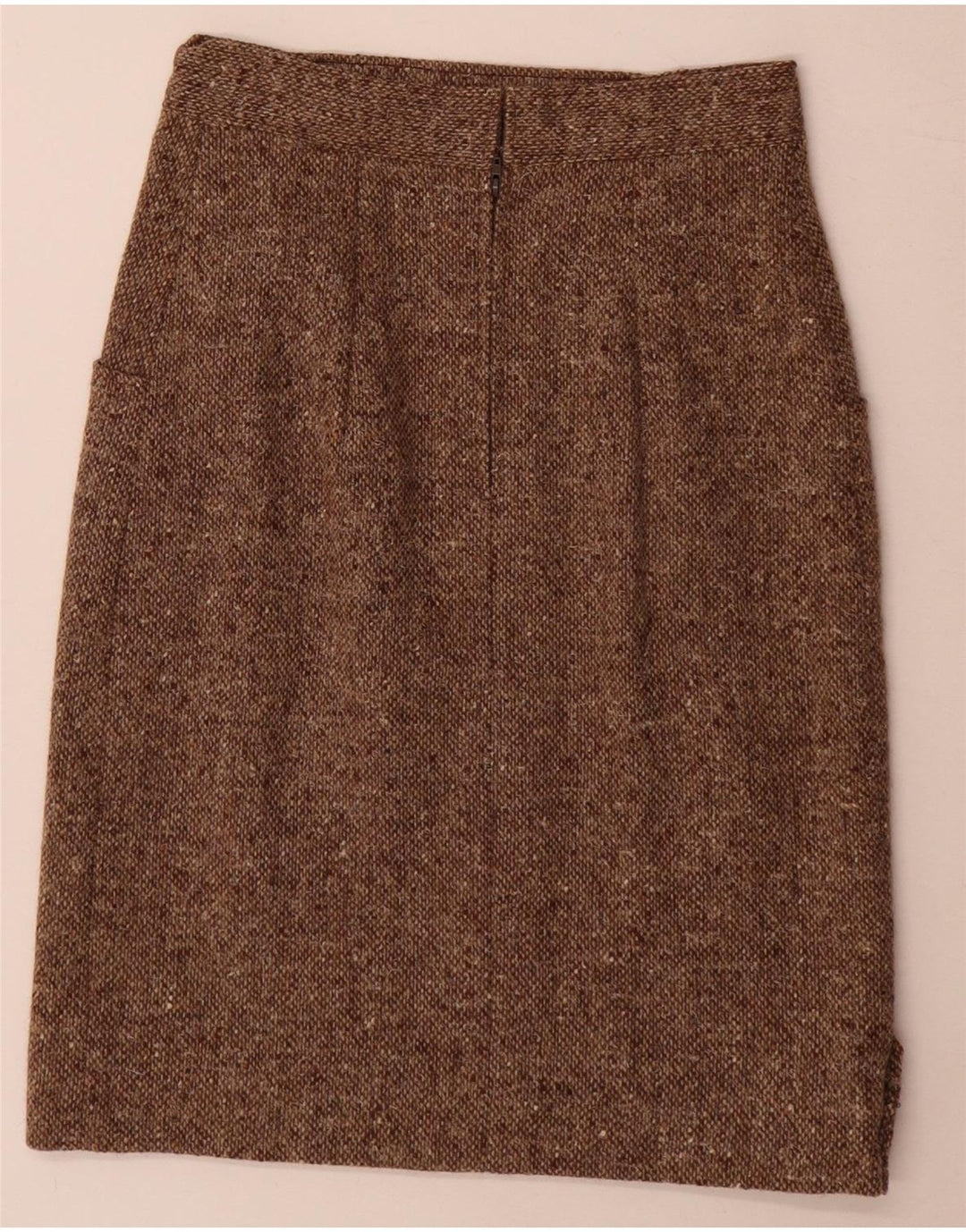 vintage Femme 2 Pièces Jupe Ensemble Moyen W24 Marron Moucheté