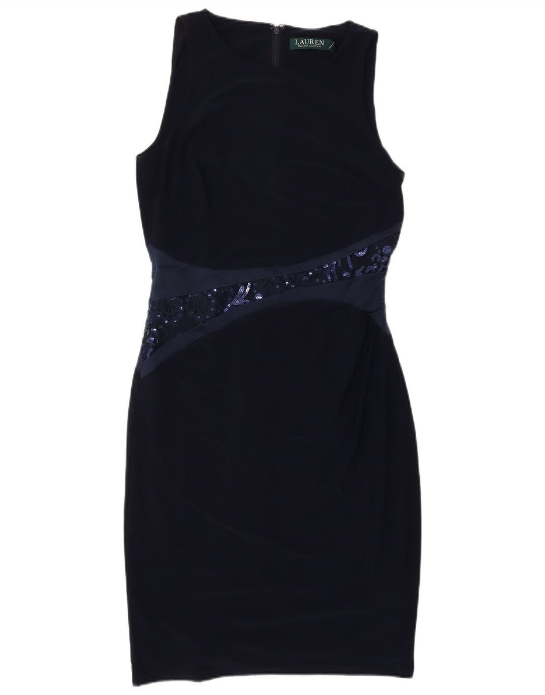 RALPH LAUREN Robe fourreau sans manches pour femme US 4 Small Bleu marine Polyester