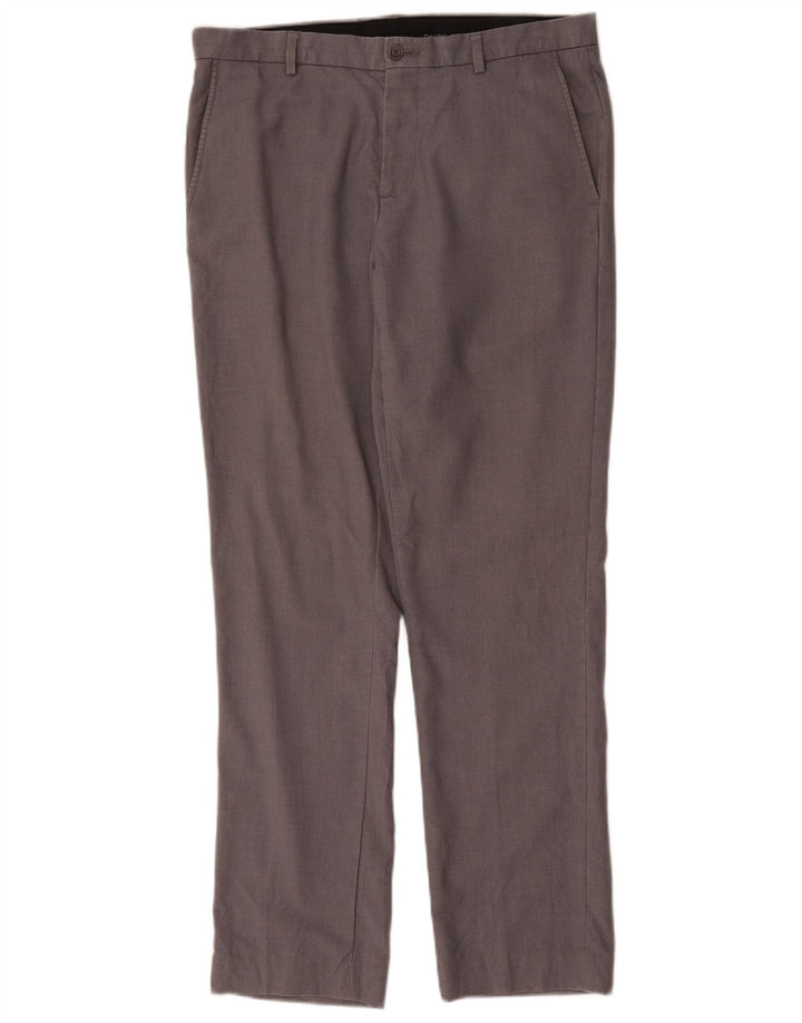 Calvin Klein Pantalon Chino Droit Homme W33 L32 Gris Polyester