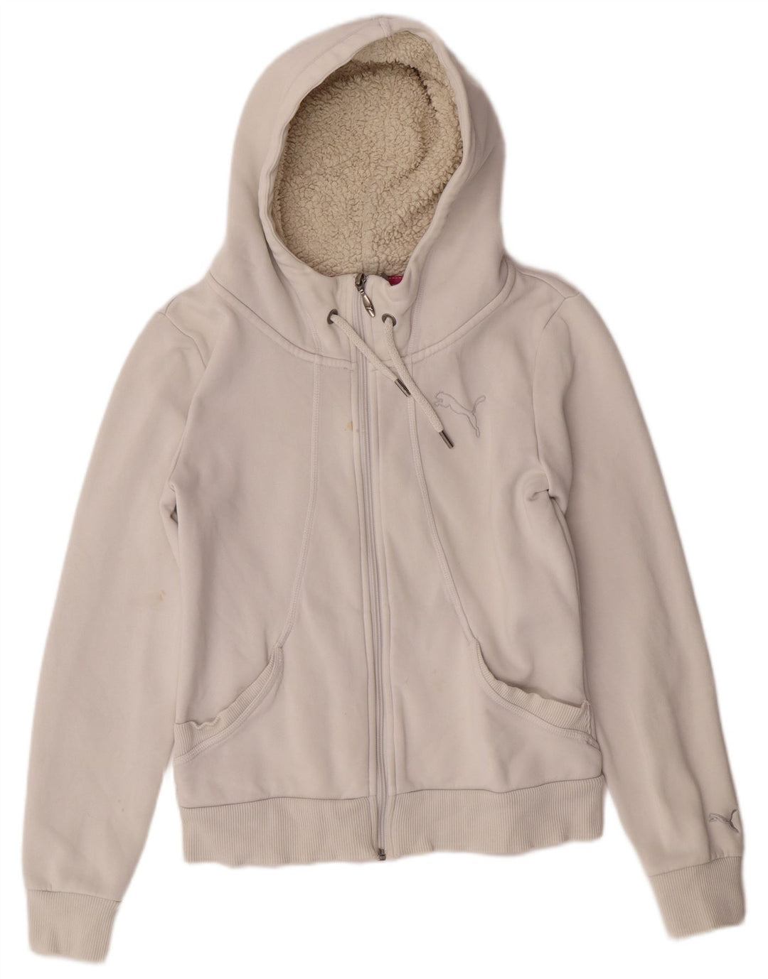 PUMA Pull à capuche zippé pour femme UK 10 Small Blanc