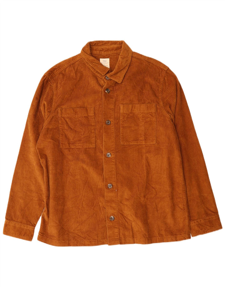 Marks & Spencer Chemise surchemise en velours côtelé pour homme, grand coton marron