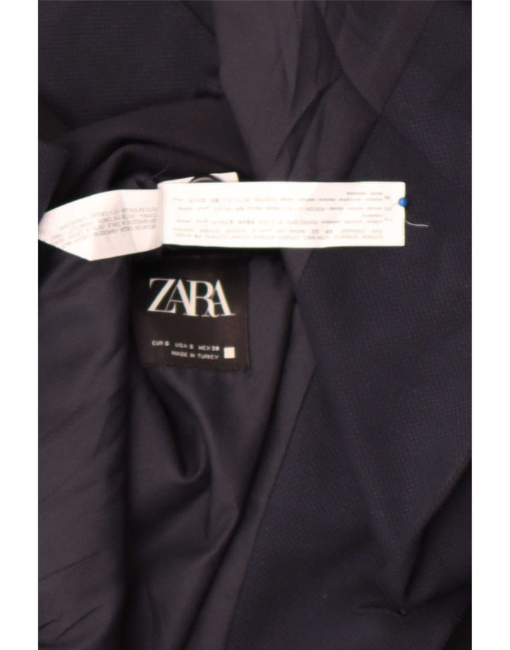 Zara Veste Blazer 2 Boutons Homme UK 36 Petit Bleu Marine Polyester