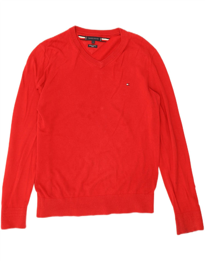 Tommy Hilfiger Pull col V pour homme Petit Rouge