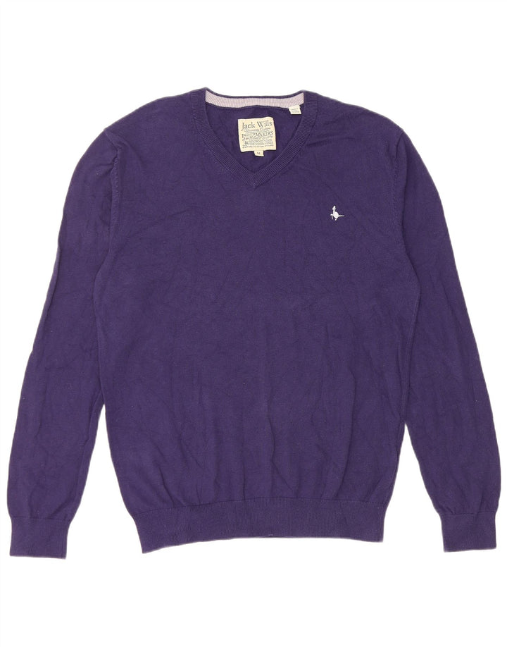 Jack Wills Pull col V pour homme en coton violet moyen