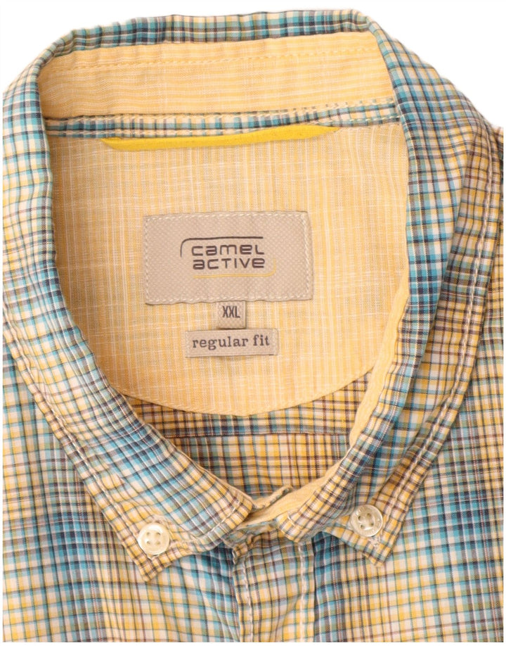 Camel Active Chemise à manches courtes coupe régulière pour homme en coton à carreaux jaune 2XL