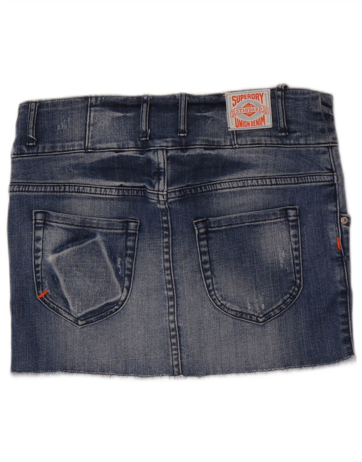 Superdry Femme Mini Jupe En Jean W28 Bleu Moyen Coton