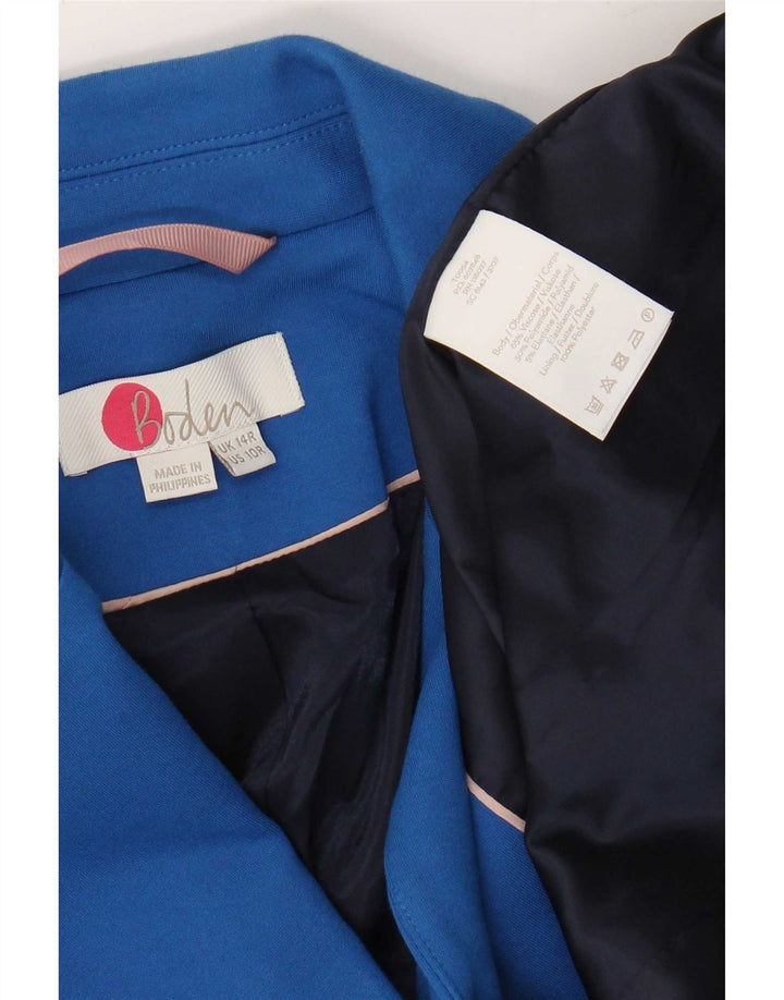 Boden Femme Veste Blazer 2 Boutons UK 44 Bleu Moyen Viscose