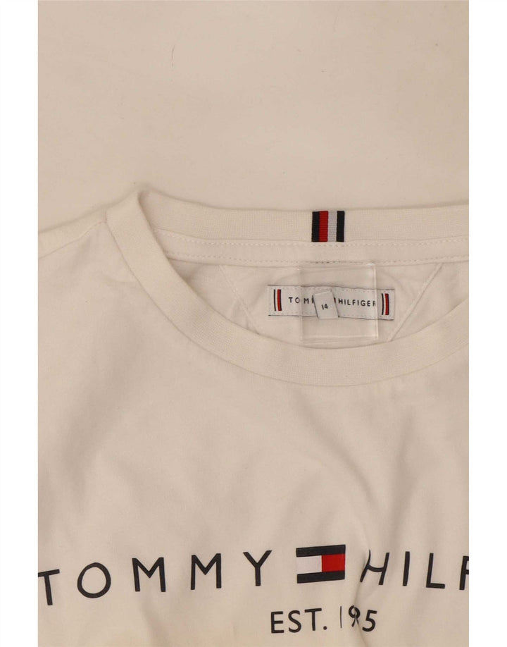 Tommy Hilfiger Haut graphique à manches longues pour garçon 13-14 ans Blanc