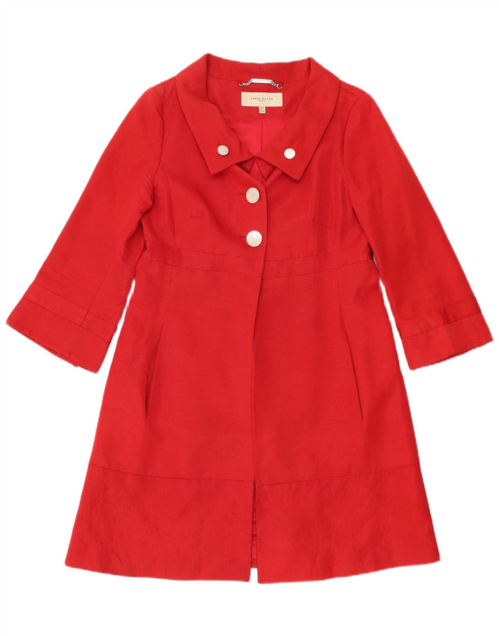 KAREN MILLEN Pardessus à manches 3/4 pour femme UK 10 Petit coton rouge