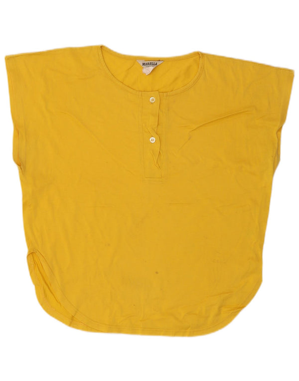 Marella T-shirt graphique pour femme UK 14 Large Jaune Coton