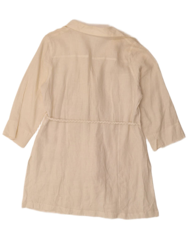 Marks & Spencer Robe chemise à manches 3/4 pour femme UK 18 XL Lin blanc