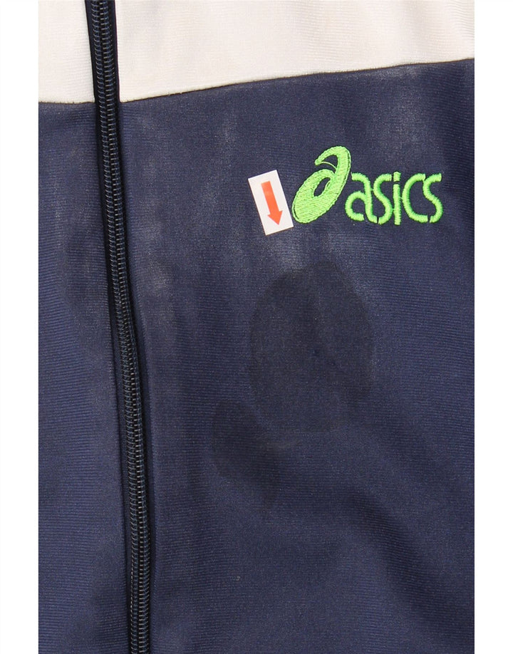 Asics Veste de survêtement graphique pour homme IT 46 Small Bleu marine Colourblock
