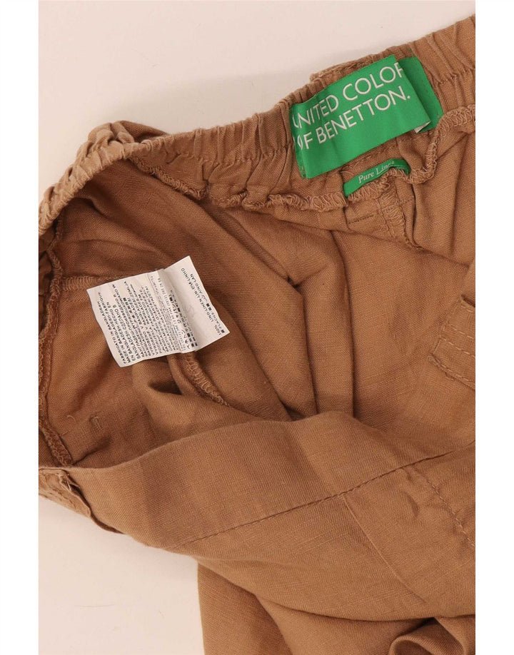 Benetton Short Décontracté Pegged Femme Medium W32 Lin Beige
