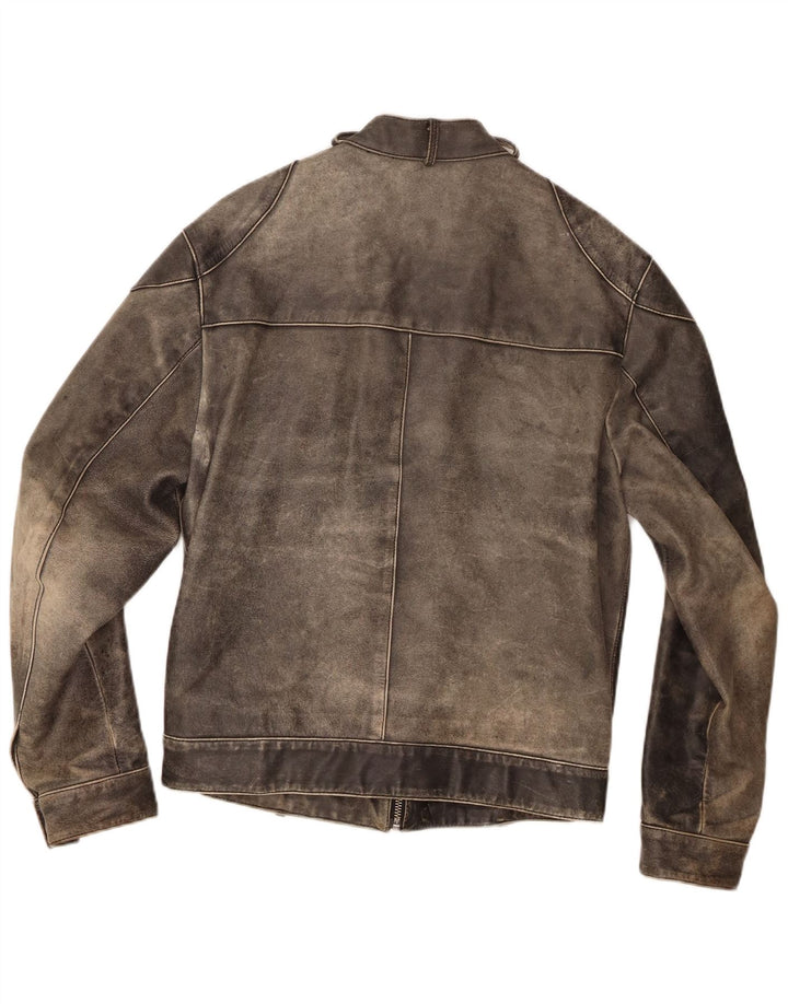 Conbipel Veste Racer En Cuir Homme IT 48 Gris Moyen