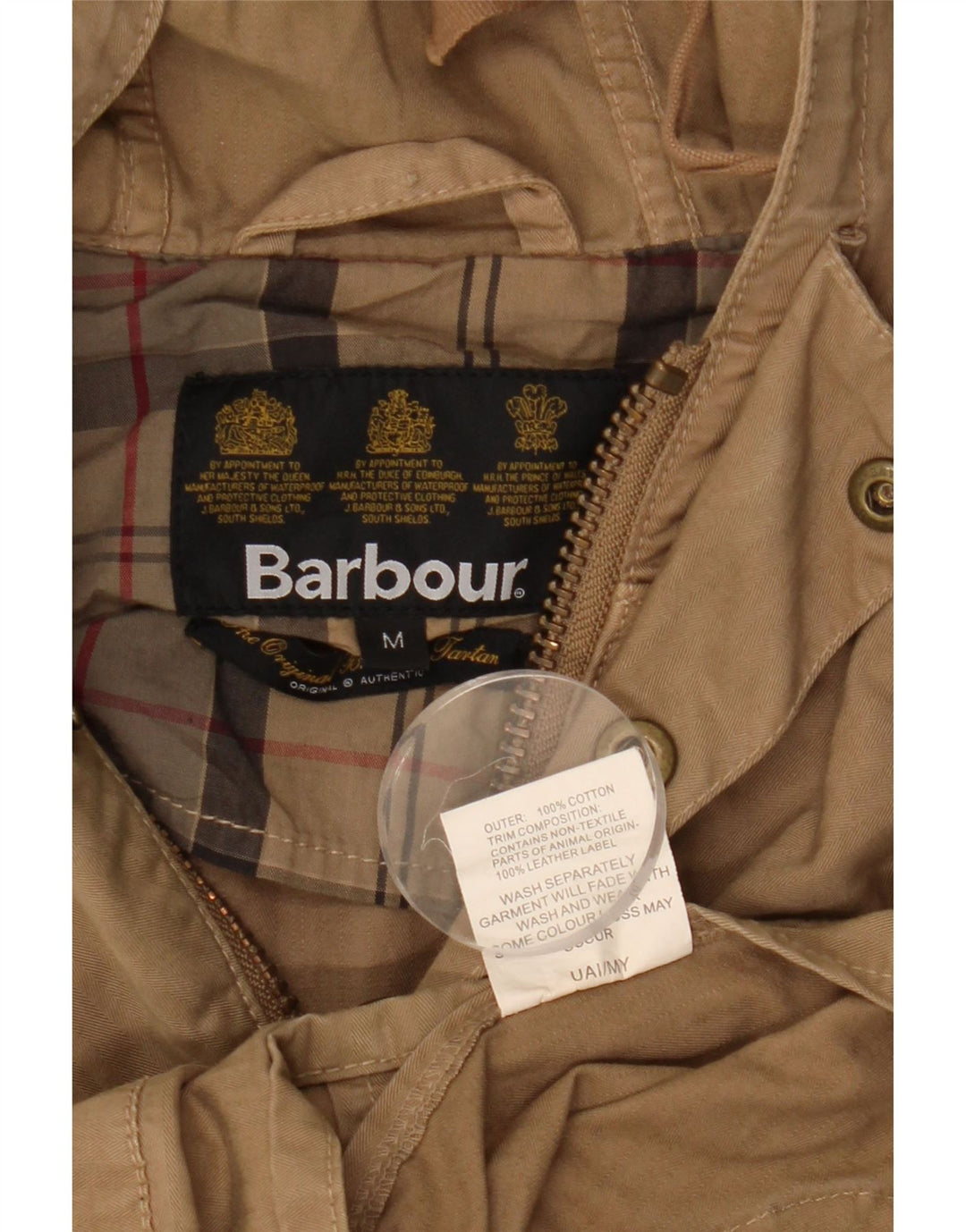Barbour Parka à capuche pour homme UK 38 en coton beige moyen