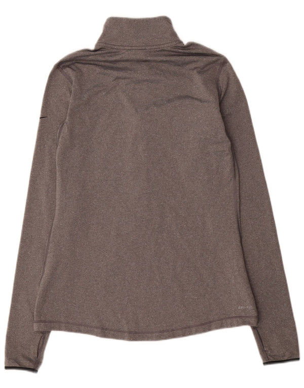 Nike Haut de survêtement Dri Fit à col zippé pour femme UK 14 Large Gris