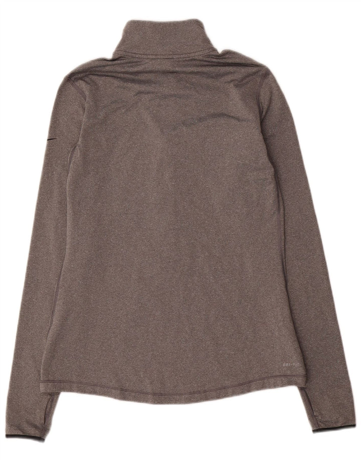 Nike Haut de survêtement Dri Fit à col zippé pour femme UK 14 Large Gris