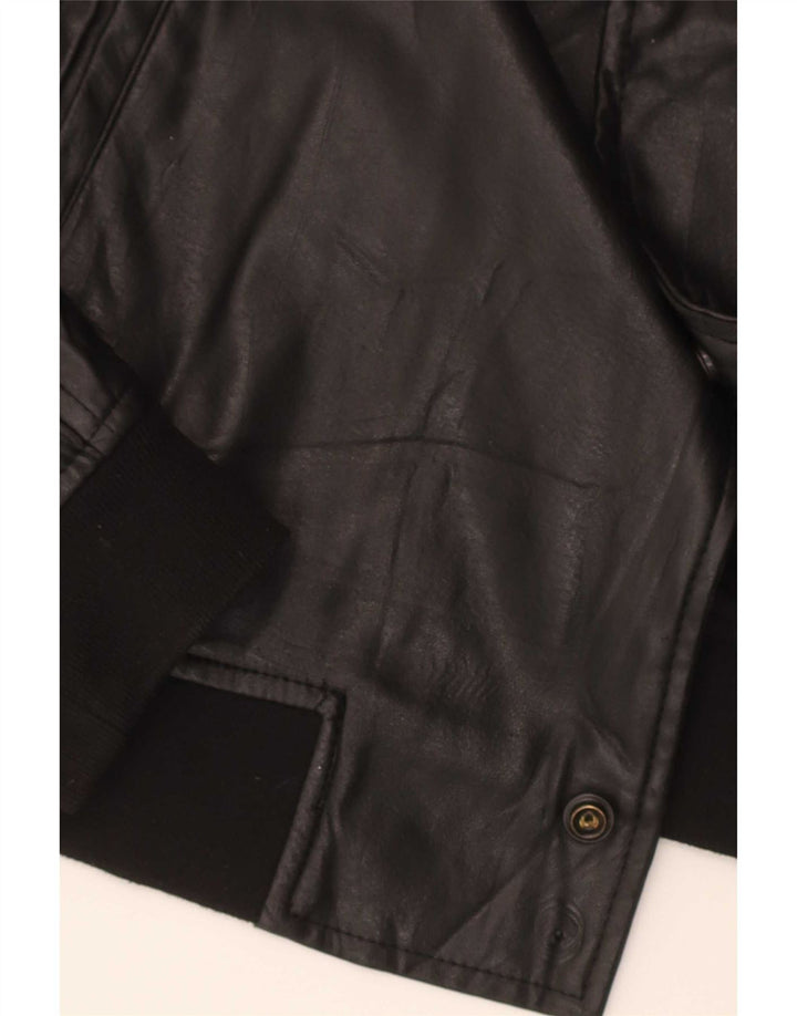 Zara Veste bomber en simili cuir pour homme UK 38 Medium Noir Polyester