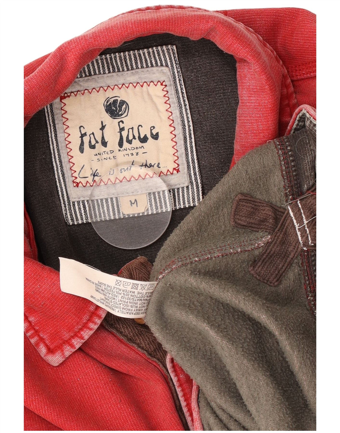 Fat Face Sweat-Shirt Col Polo Homme Rouge Moyen Coton