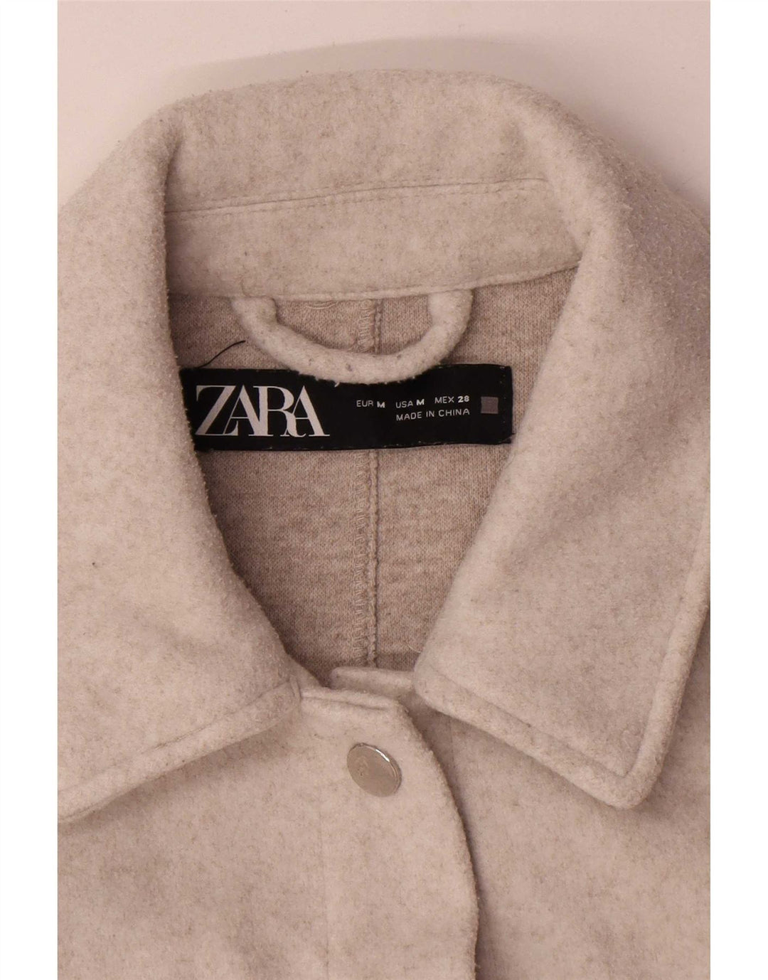 Zara Veste Shacket Femme UK 14 Polyester Beige Moyen