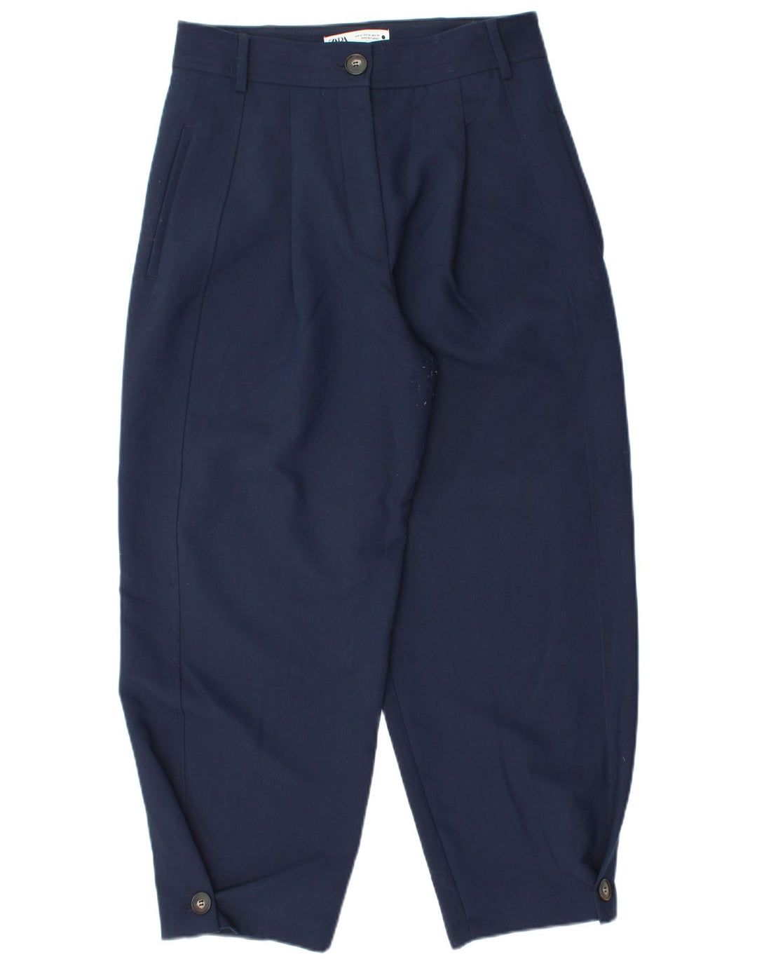 Pantalon Chino Pegged Femme Zara Moyen W28 L26 Bleu Marine Polyester