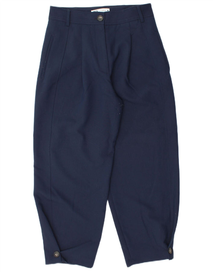 Pantalon Chino Pegged Femme Zara Moyen W28 L26 Bleu Marine Polyester