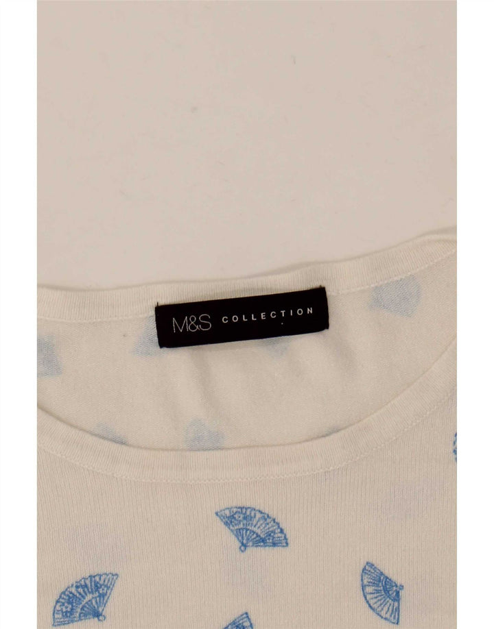 Marks & Spencer Pull à col bateau à motif abstrait pour femme UK 12 Medi