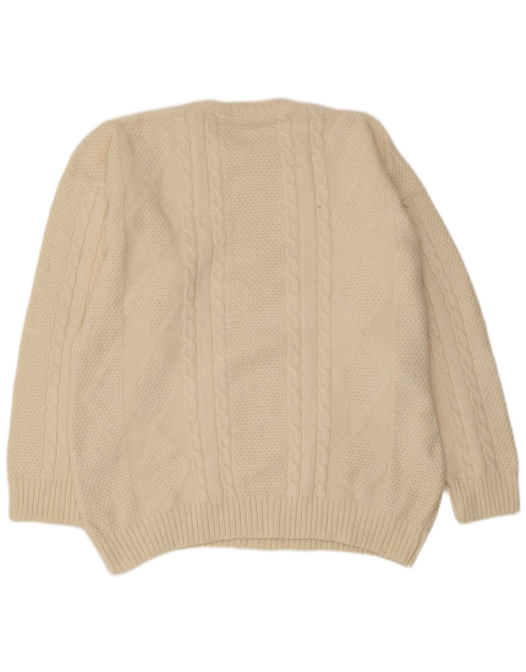 vintage Mens Crew Neck Jumper Pull Grand Beige