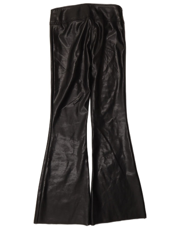 vintage Womens Flare Faux Cuir Pantalon EU 34 XS W28 L32 Noir Polyester