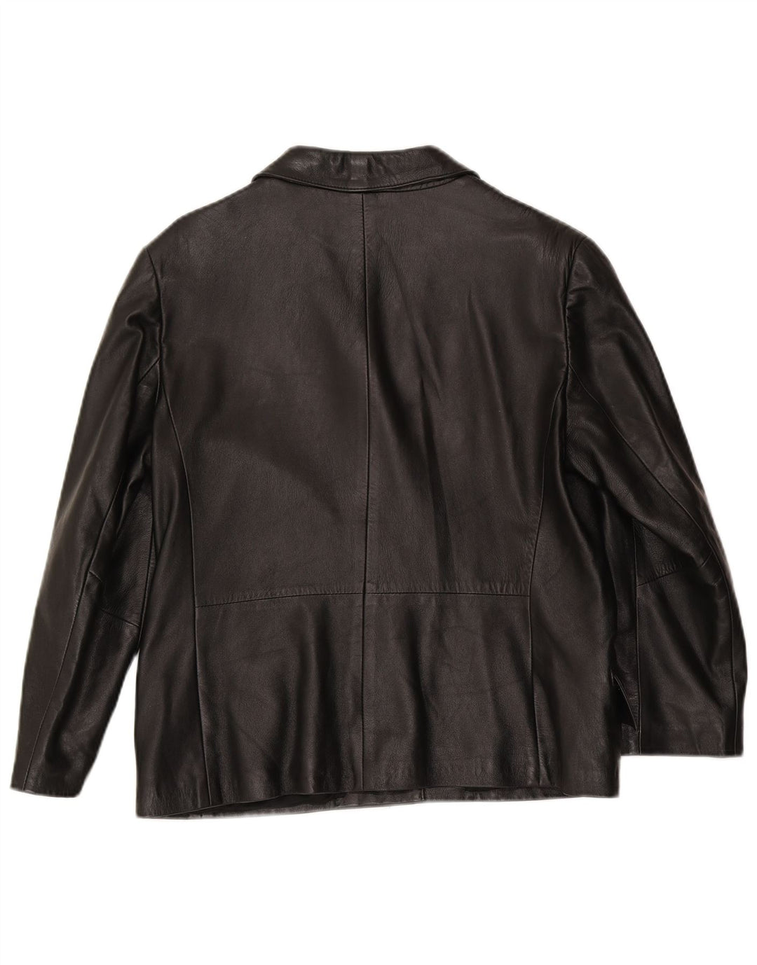 vintage Femme 3 Boutons Veste Blazer En Cuir IT 48 XL Cuir Noir